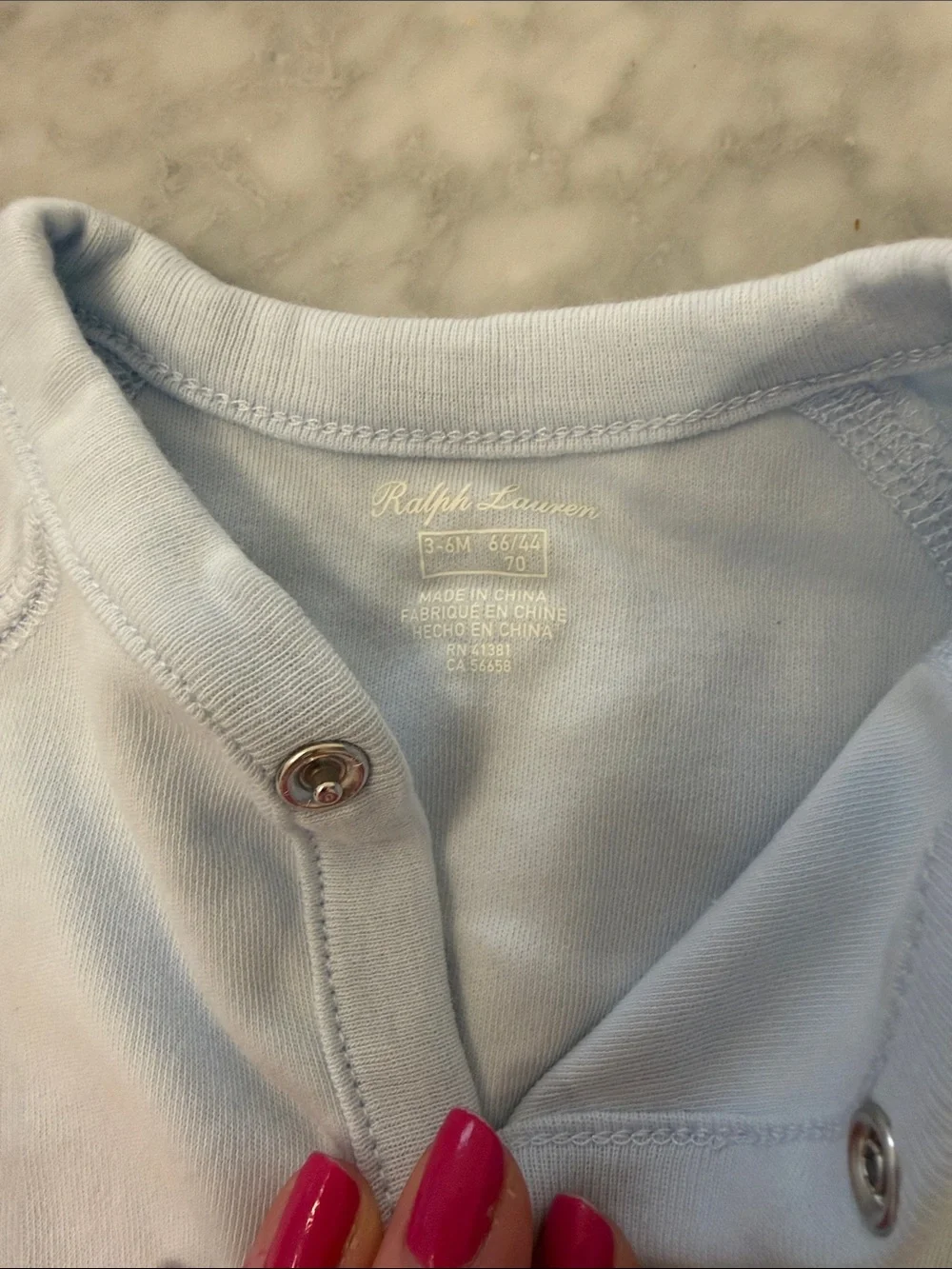 Ralph Lauren Light Blue Baby onesie 3-6 months